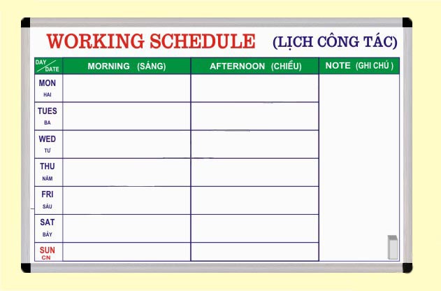 Bảng Lịch Công Tác