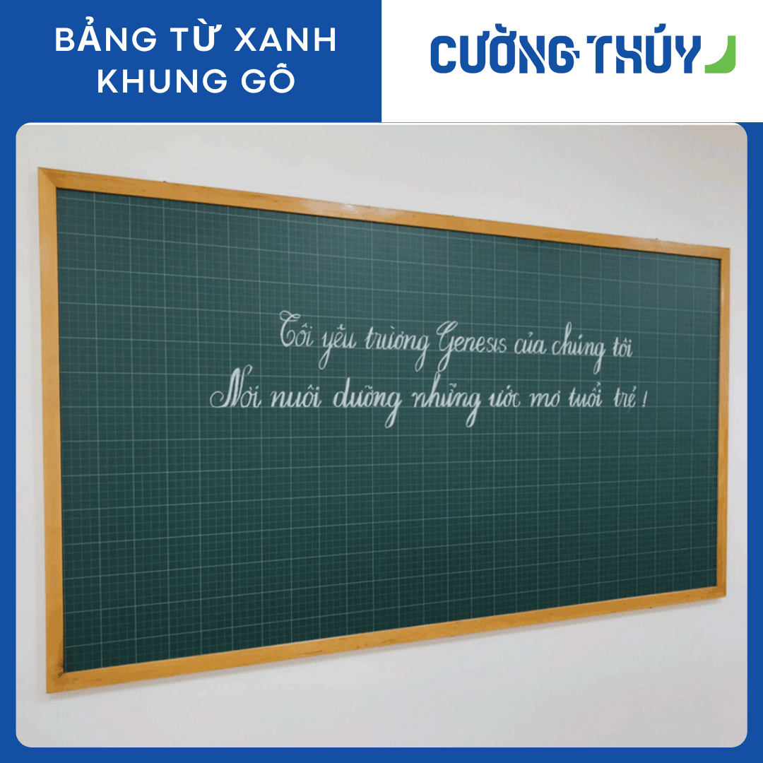 Bảng Từ Xanh Treo Tường Khung Gỗ